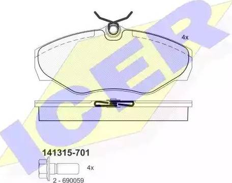 Icer 141315 - Тормозные колодки, дисковые, комплект autospares.lv