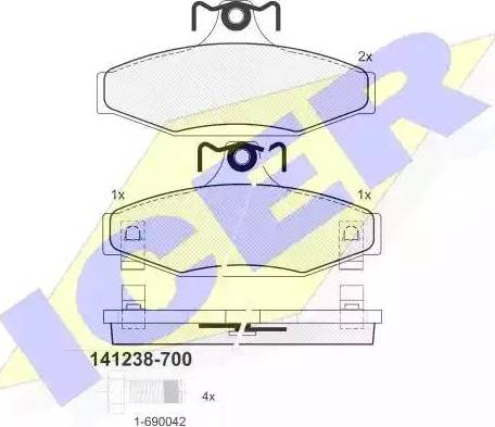 Icer 141238 - Тормозные колодки, дисковые, комплект autospares.lv