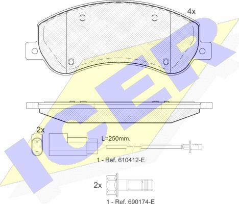 Icer 141793 - Тормозные колодки, дисковые, комплект autospares.lv