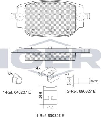 Icer 142415 - Тормозные колодки, дисковые, комплект autospares.lv