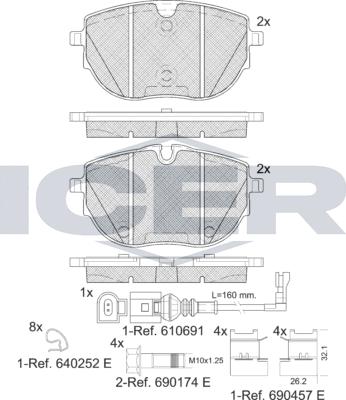 Icer 142399 - Тормозные колодки, дисковые, комплект autospares.lv