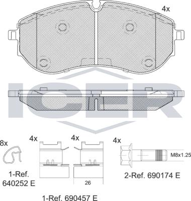 Icer 142395 - Тормозные колодки, дисковые, комплект autospares.lv