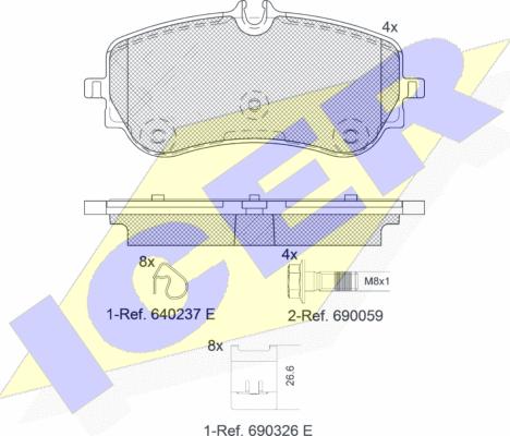 Icer 142301 - Тормозные колодки, дисковые, комплект autospares.lv