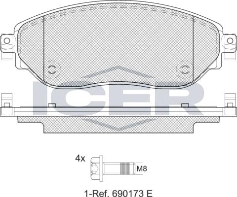 Icer 142219LM - Тормозные колодки, дисковые, комплект autospares.lv