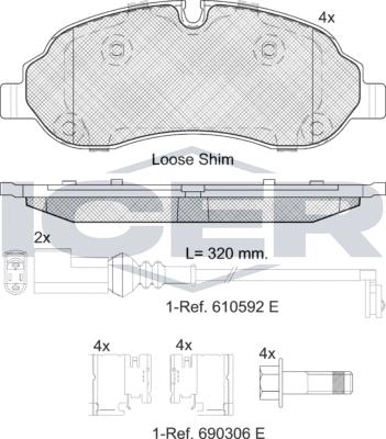 Icer 142217LM - Тормозные колодки, дисковые, комплект autospares.lv