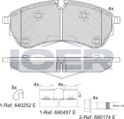 Icer 142284LM - Тормозные колодки, дисковые, комплект autospares.lv