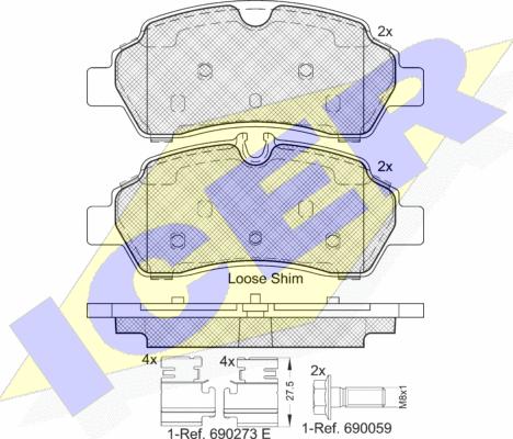 Icer 142224 - Тормозные колодки, дисковые, комплект autospares.lv