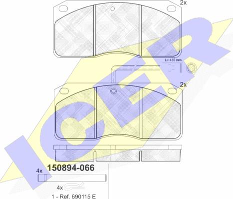 Icer 150894-066 - Тормозные колодки, дисковые, комплект autospares.lv