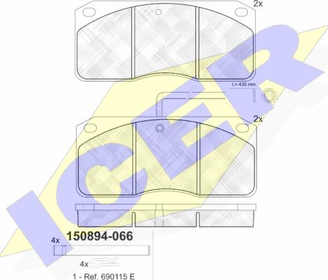 Icer 150894 - Тормозные колодки, дисковые, комплект autospares.lv