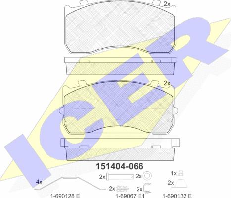 Icer 151404 - Тормозные колодки, дисковые, комплект autospares.lv