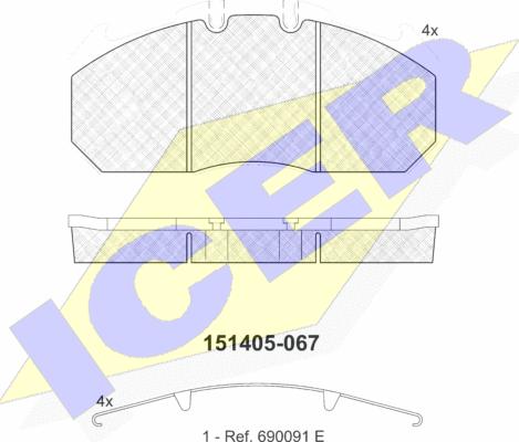 Icer 151405 - Тормозные колодки, дисковые, комплект autospares.lv