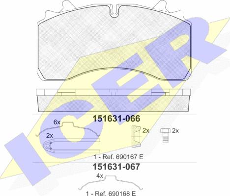 Icer 151631-067 - Тормозные колодки, дисковые, комплект autospares.lv