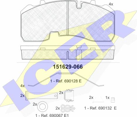 Icer 151629 - Тормозные колодки, дисковые, комплект autospares.lv