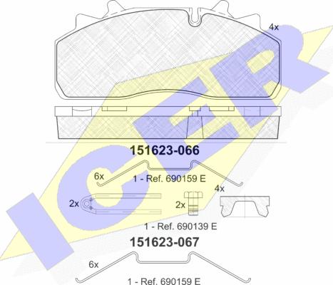 Icer 151623-066 - Тормозные колодки, дисковые, комплект autospares.lv
