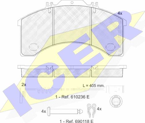 Icer 151043-110 - Тормозные колодки, дисковые, комплект autospares.lv