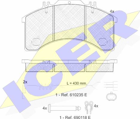 Icer 151042-111 - Тормозные колодки, дисковые, комплект autospares.lv