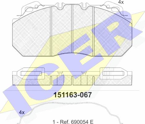 Icer 151163 - Тормозные колодки, дисковые, комплект autospares.lv