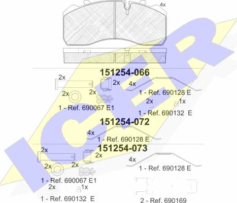 Icer 151254-072 - Тормозные колодки, дисковые, комплект autospares.lv