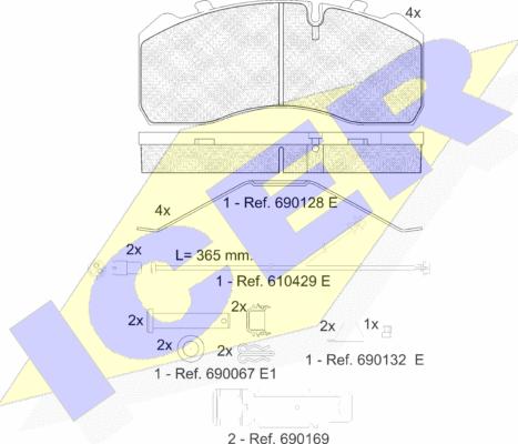 Icer 151254-225 - Тормозные колодки, дисковые, комплект autospares.lv