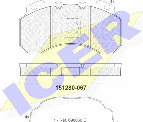 Icer 151280 - Тормозные колодки, дисковые, комплект autospares.lv