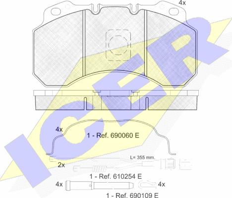 Icer 151280-115 - Тормозные колодки, дисковые, комплект autospares.lv