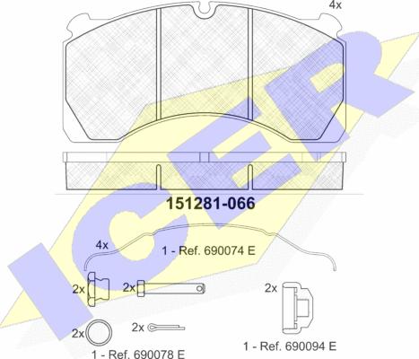 Icer 151281 - Тормозные колодки, дисковые, комплект autospares.lv