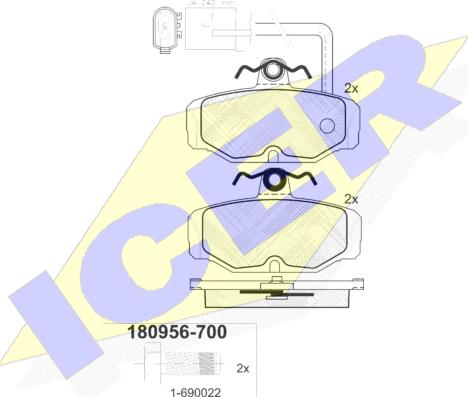 Icer 180956-700 - Тормозные колодки, дисковые, комплект autospares.lv