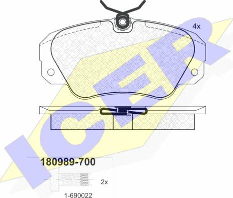 Icer 180989-700 - Тормозные колодки, дисковые, комплект autospares.lv