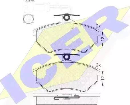 Icer 180987 - Тормозные колодки, дисковые, комплект autospares.lv