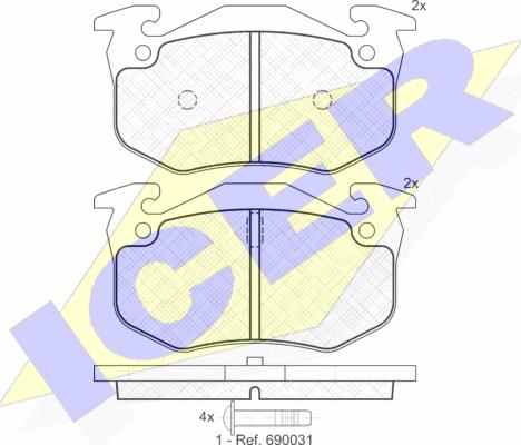 Icer 180929 - Тормозные колодки, дисковые, комплект autospares.lv