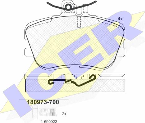 Icer 180973-700 - Тормозные колодки, дисковые, комплект autospares.lv