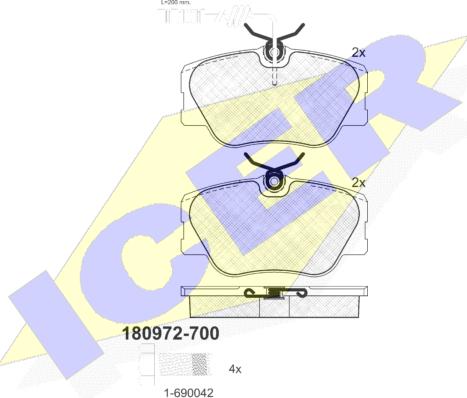 Icer 180972-700 - Тормозные колодки, дисковые, комплект autospares.lv