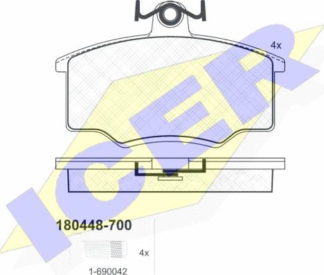 Icer 180448-700 - Тормозные колодки, дисковые, комплект autospares.lv