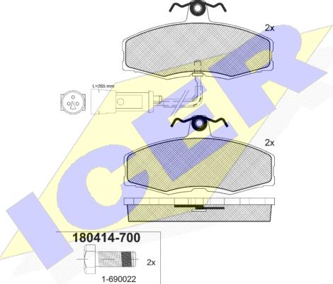 Icer 180414-700 - Тормозные колодки, дисковые, комплект autospares.lv