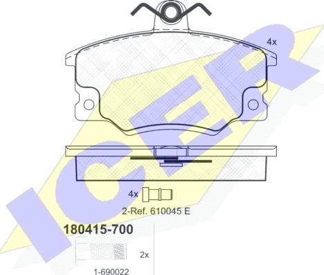 Icer 180415-700 - Тормозные колодки, дисковые, комплект autospares.lv