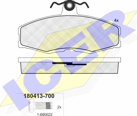 Icer 180413-700 - Тормозные колодки, дисковые, комплект autospares.lv