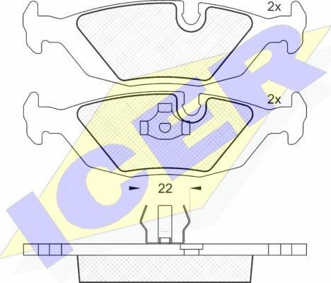 Icer 180422 - Тормозные колодки, дисковые, комплект autospares.lv