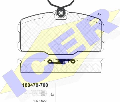 Icer 180470-700 - Тормозные колодки, дисковые, комплект autospares.lv