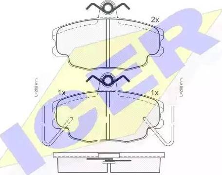 Icer 180554 - Тормозные колодки, дисковые, комплект autospares.lv