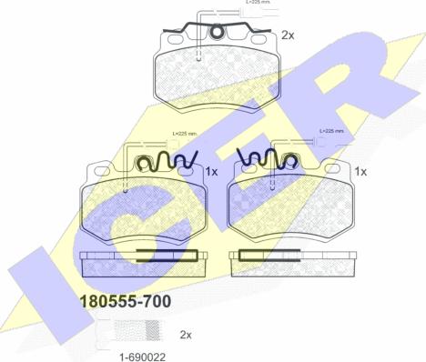 Icer 180555-700 - Тормозные колодки, дисковые, комплект autospares.lv