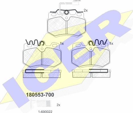 Icer 180553-700 - Тормозные колодки, дисковые, комплект autospares.lv