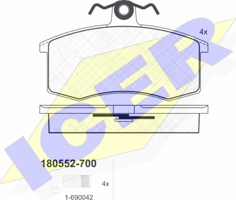 Icer 180552-700 - Тормозные колодки, дисковые, комплект autospares.lv