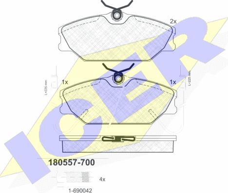 Icer 180557-700 - Тормозные колодки, дисковые, комплект autospares.lv