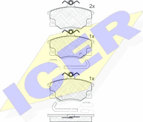 Icer 180660 - Тормозные колодки, дисковые, комплект autospares.lv