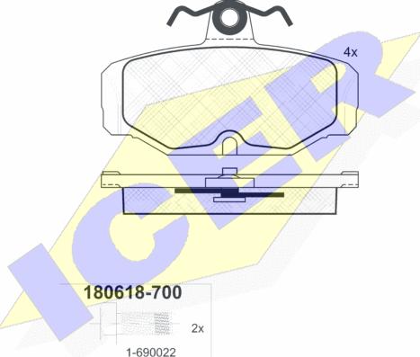 Icer 180618-700 - Тормозные колодки, дисковые, комплект autospares.lv