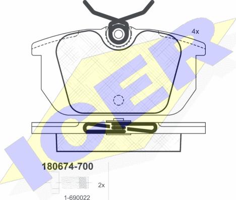 Icer 180674-700 - Тормозные колодки, дисковые, комплект autospares.lv