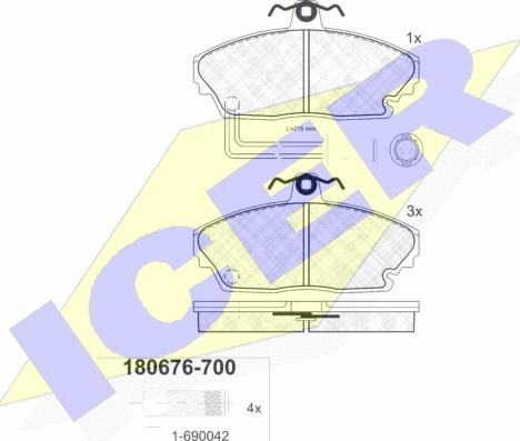 Icer 180676-700 - Тормозные колодки, дисковые, комплект autospares.lv