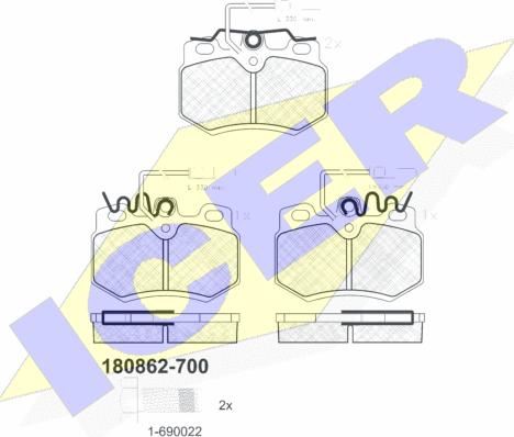 Icer 180862-700 - Тормозные колодки, дисковые, комплект autospares.lv