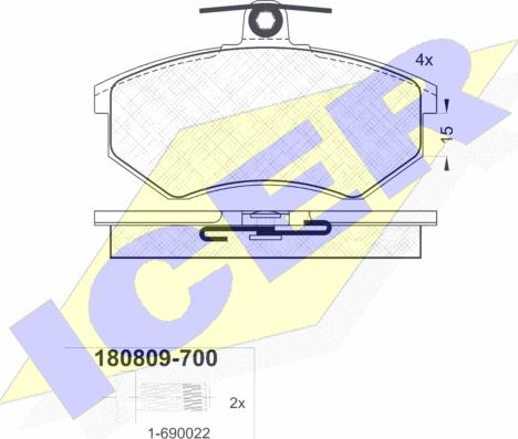 Icer 180809-700 - Тормозные колодки, дисковые, комплект autospares.lv