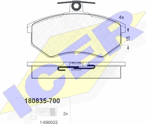 Icer 180835-700 - Тормозные колодки, дисковые, комплект autospares.lv